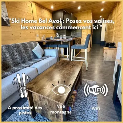 Coin salon dans l'établissement Ski Home Bel Aval - Ménage inclus - Arc 2000 - LaConciergerie du Varet