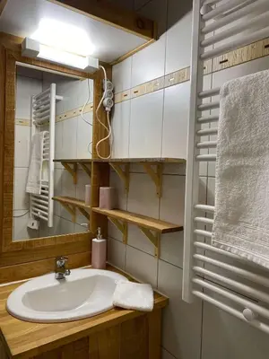 Salle de bains dans l'établissement Studio avec terrasse plein sud vu montagne