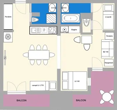 Plan de l'établissement Appartement 6 personnes Val Cenis