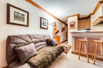 Cuisine ou kitchenette dans l'établissement Résidence Coeur De Val - Studio Vieux Village MAE-3403