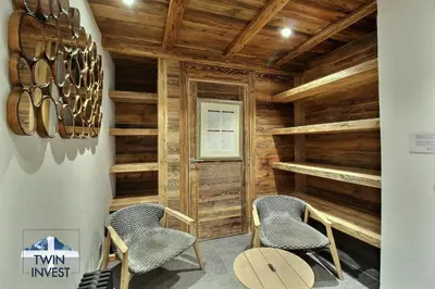 Coin salon dans l'établissement ARC 1950, Appartement 1 chambre, 4 personnes, Exposition Sud, SAUNA, HAMMAM, JACUZZI, PISCINE