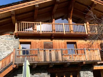 Balcon ou terrasse dans l'établissement Half-chalet, south-facing, overlooking Mont Pourri