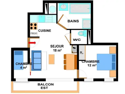 Plan de l'établissement Appartement pour 6 avec vue montagne et WIFI à Aussois - FR-1-508B-38