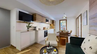 Cuisine ou kitchenette dans l'établissement New, Mountain View, Terrace 26m, 8 People