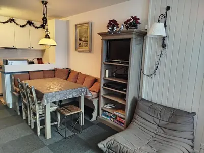 Coin salon dans l'établissement Appartement à Tignes, 6 pers, proche pistes - FR-1-449-199