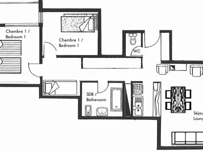 Plan de l'établissement Appartement rénové 5 pers, Val d'Isère, centre, balcon - FR-1-862-33