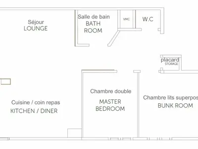 Plan de l'établissement Appartement rénové au pied des pistes avec Parking couvert - FR-1-862-35
