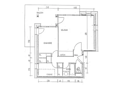 Plan de l'établissement Appartement lumineux 5 pers, cheminée, parking couvert - FR-1-862-31