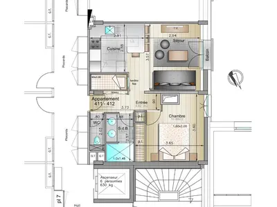 Plan de l'établissement Appartement Ski aux pieds, 4 personnes, Val-d'Isère - FR-1-862-49