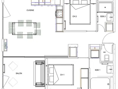 Plan de l'établissement Appartement rénové ski aux pieds balcon à Val-d'Isère - FR-1-862-44