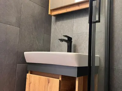 Salle de bains dans l'établissement Studio 4 pers, Arc 2000, balcon, fonctionnel - FR-1-346-589