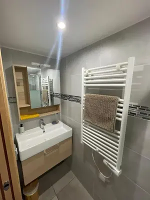 Salle de bains dans l'établissement Charmant T3 proche télécabine