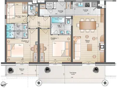 Plan de l'établissement Appartement rénové près des pistes avec parking inclus - FR-1-862-15