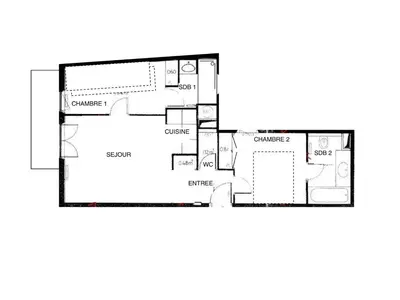 Plan de l'établissement Appartement rénové au village, 4 pers, proche des remontées mécaniques - FR-1-862-62