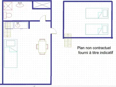 Plan de l'établissement Studio mezzanine à Val d'Isère pour 3 pers. avec animaux & parking couvert - FR-1-411-1019