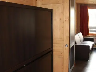 Coin salon dans l'établissement Studio Luxe avec vue, ski aux pieds à Tignes - FR-1-449-74