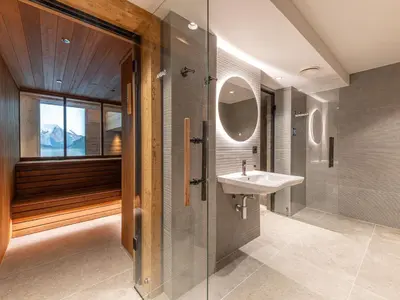 Salle de bains dans l'établissement Appartement standing avec cheminée, terrasse et accès détente - FR-1-694-444