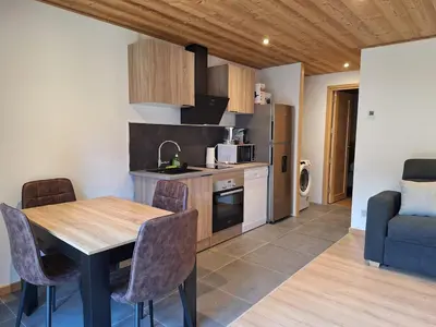 Cuisine ou kitchenette dans l'établissement Appartement 4 personnes proche des pistes de ski