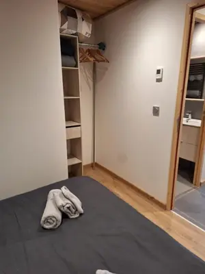 Un ou plusieurs lits dans un hébergement de l'établissement Appartement 4 personnes proche des pistes de ski