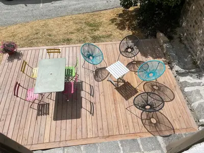 Terrasse ou espace extérieur de l'établissement Chalet 7 pers vue montagne Paradiski Les Arcs