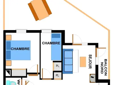 Plan de l'établissement Appartement 3 étoiles pour 6 à Aussois avec terrasse et WiFi - FR-1-508B-60