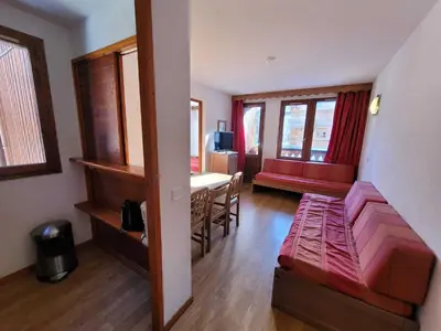 Coin salon dans l'établissement Val d'Isère - Appartement 3 pièces, 6 pers, animaux admis - FR-1-411-1021
