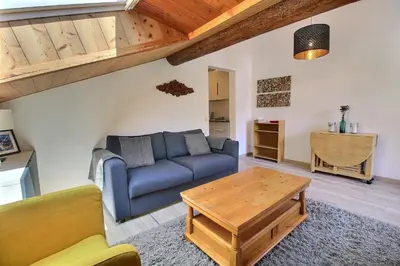 Coin salon dans l'établissement Appartement 4 pers - Villaroger