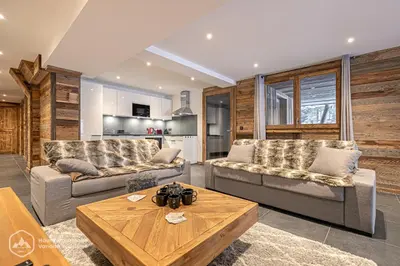 Coin salon dans l'établissement La Sittelle - Appartement neuf en face du télésiège