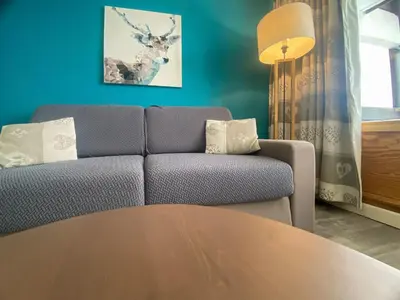Coin salon dans l'établissement Studio 4 pers à Tignes, Animaux admis - FR-1-411-1024
