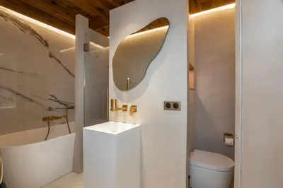 Salle de bains dans l'établissement L'écrin de yam, élégant appt 4pers - St Foy