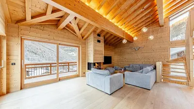 Coin salon dans l'établissement Chalet Aliet - Paradiski - Luxurious & Family