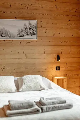 Un ou plusieurs lits dans un hébergement de l'établissement Chalet Aliet - Paradiski - Luxurious & Family