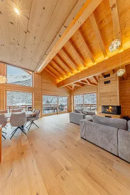 Coin salon dans l'établissement Chalet Aliet - Paradiski - Luxurious & Family