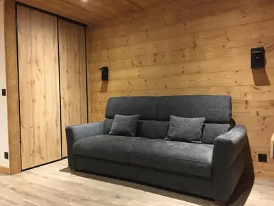 Coin salon dans l'établissement Tignes le Lac Studio 2 people Southeast