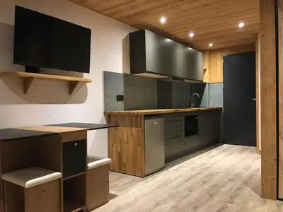 Cuisine ou kitchenette dans l'établissement Tignes le Lac Studio 2 people Southeast
