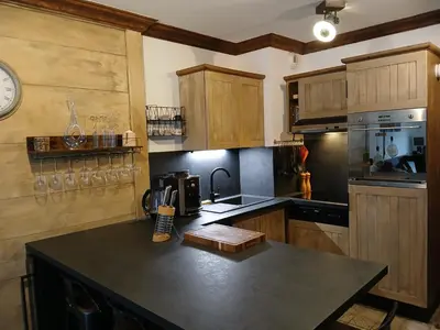 Cuisine ou kitchenette dans l'établissement appartement de standing Arc 1950