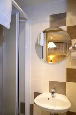 Salle de bains dans l'établissement Chalet Hotel La Tarine
