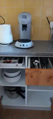 Cuisine ou kitchenette dans l'établissement Duplex Le Vogel