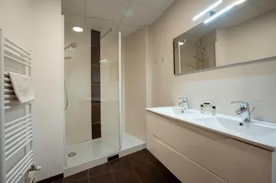 Salle de bains dans l'établissement Le Télémark