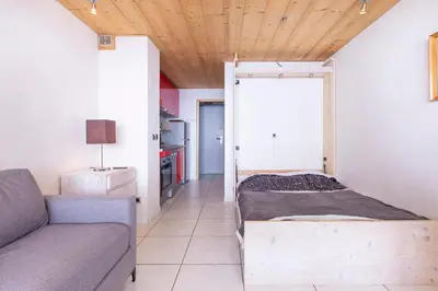 Un ou plusieurs lits dans un hébergement de l'établissement Tignes - Studio au pied des pistes