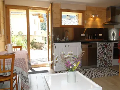 Cuisine ou kitchenette dans l'établissement La Coulée Douce