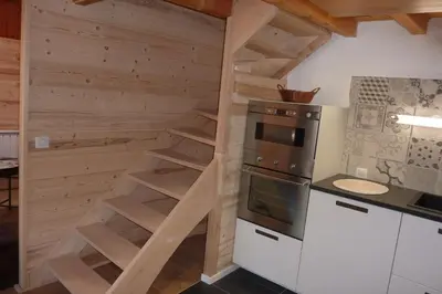 Cuisine ou kitchenette dans l'établissement Le Roselend
