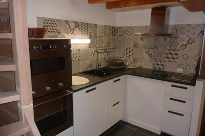 Cuisine ou kitchenette dans l'établissement Le Roselend