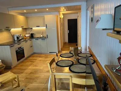 Cuisine ou kitchenette dans l'établissement Appartement Sud 41m² avec Wifi près des pistes à Tignes - FR-1-449-166