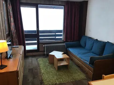 Coin salon dans l'établissement Studio avec vue sur montagne et lac, Tignes - FR-1-449-41