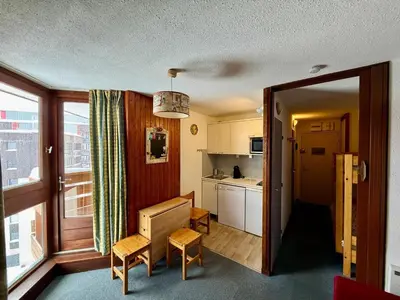 Cuisine ou kitchenette dans l'établissement Studio à Tignes, au pied des pistes, balcon et télé - FR-1-449-14