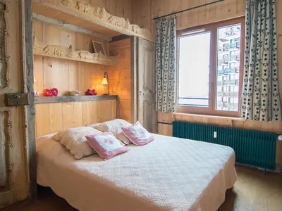 Un ou plusieurs lits dans un hébergement de l'établissement 2 pièces cosy avec wifi à Tignes, proche des pistes - FR-1-449-63