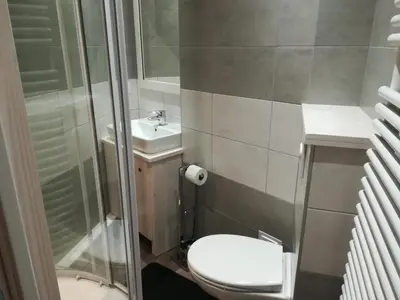 Salle de bains dans l'établissement Deux Pièces Atypique à 20m des Pistes avec Parking Inclus - FR-1-449-65
