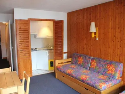 Coin salon dans l'établissement Charmant 2 pièces sud à Tignes avec wifi, proche pistes - FR-1-449-88
