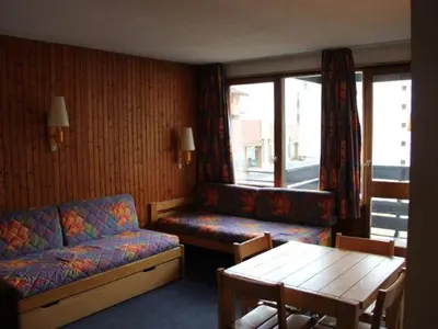 Coin salon dans l'établissement Charmant 2 pièces sud à Tignes avec wifi, proche pistes - FR-1-449-88